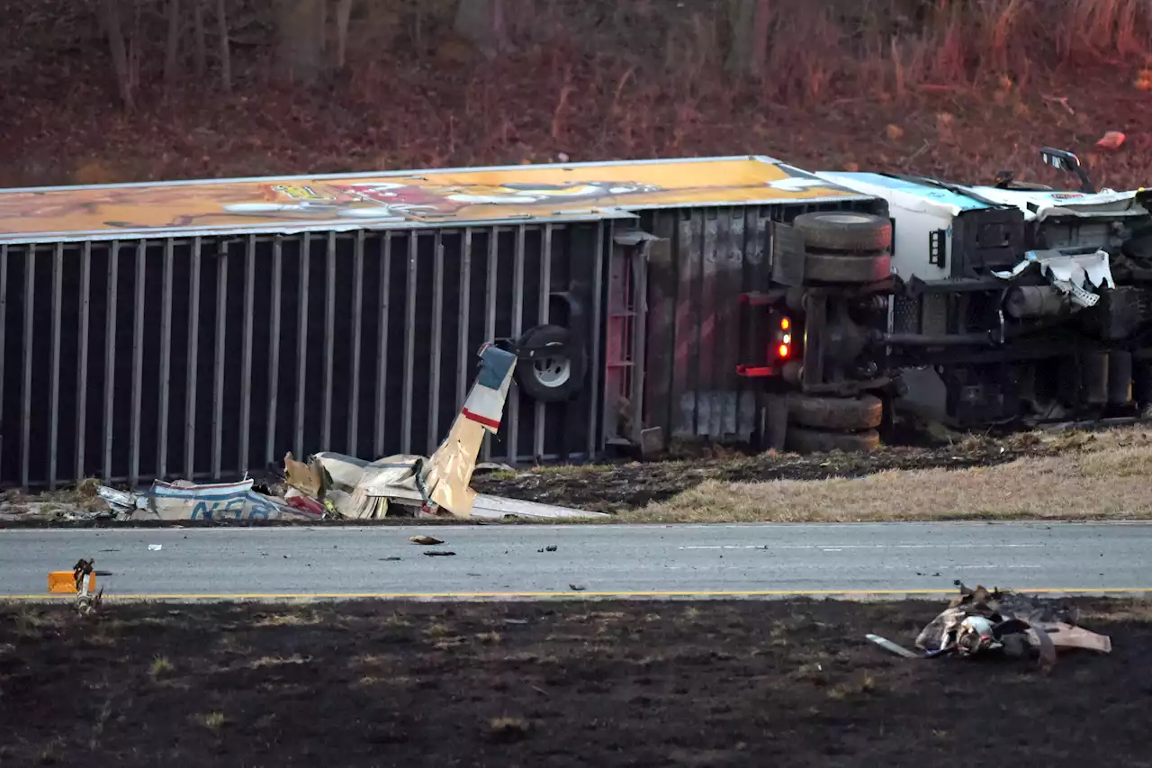 Plane crashes into tractor-trailer on North Carolina highway