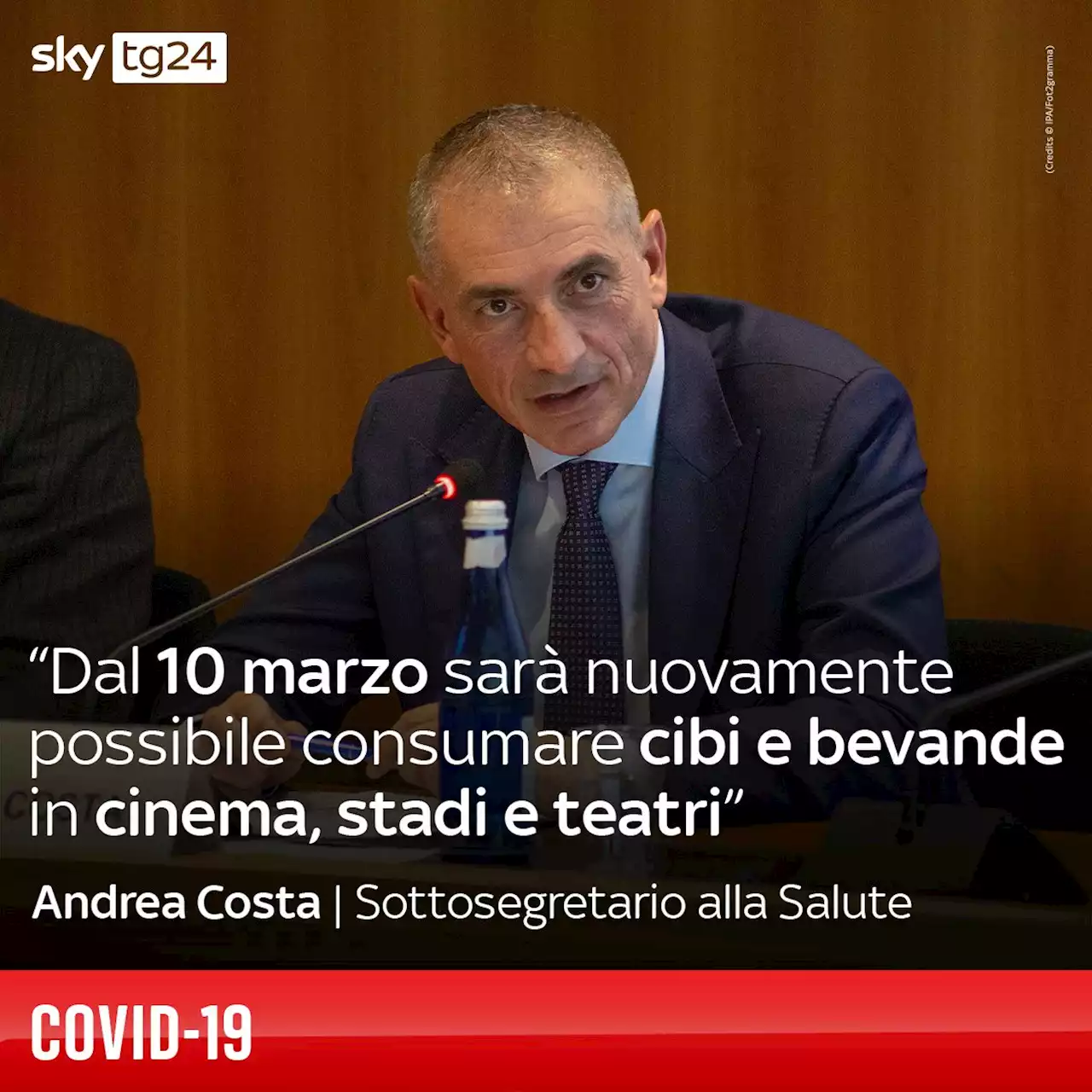 Covid, Costa: “Dal 10 marzo cibi e bevande in cinema, stadi e teatri”