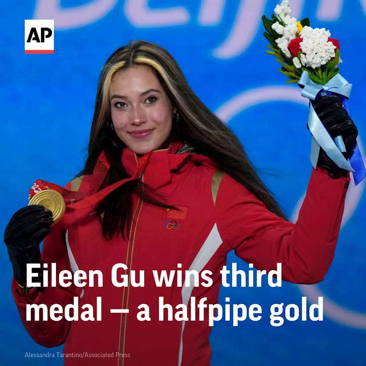 Skiing for joy, Gu wins 3rd Olympic medal -- a halfpipe gold