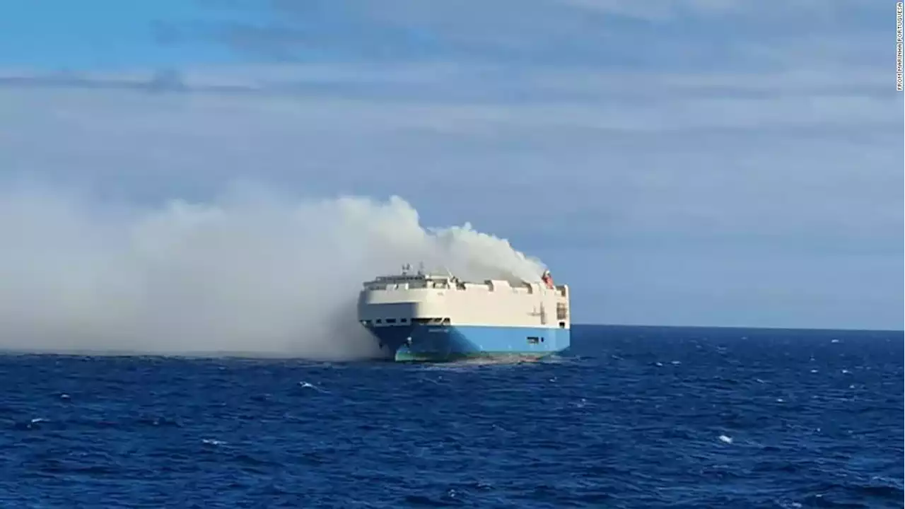 A cargo ship full of luxury cars is on fire and adrift in the middle of the Atlantic