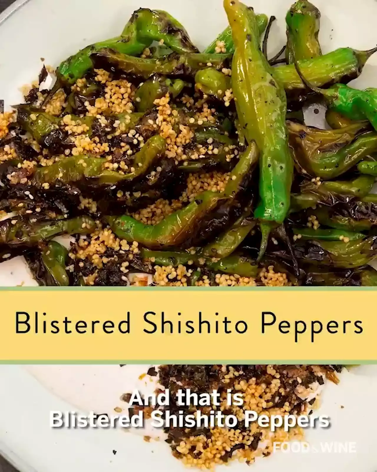 Blistered Shishitos with Furikake Ranch and Crispy Quinoa