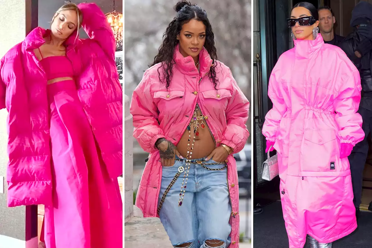 Barbie girls: Celebrities are bundling up in big pink coats