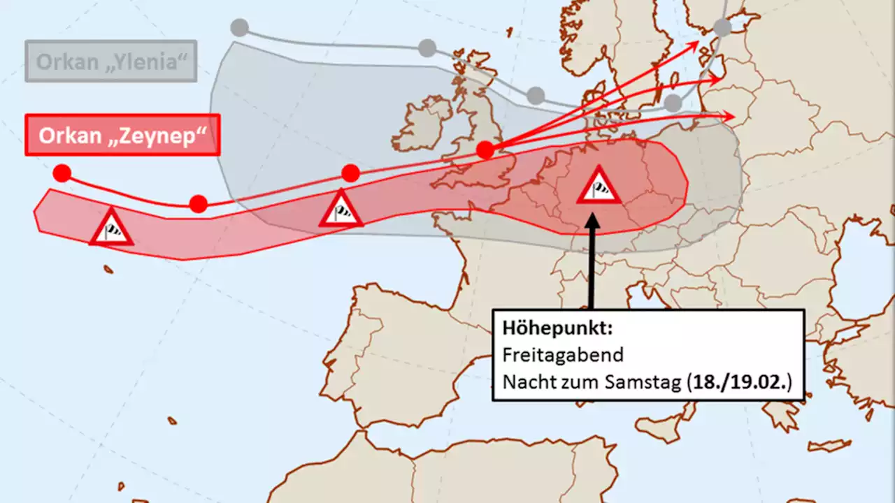 Ein Orkan jagt den nächsten – Karte zeigt, wo Sturm 'Zeynep' heute am stärksten ist