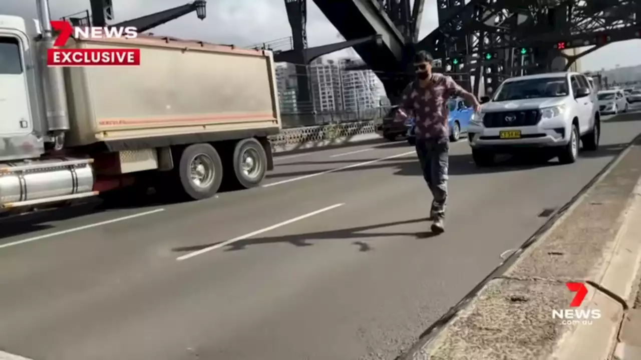 Knife-wielding protester doused in petrol, wounded on the Sydney Harbour Bridge