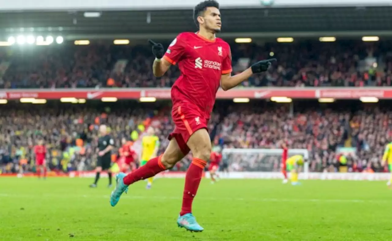 Primer gol de Luis Díaz con Liverpool que ganó 3-1 ante Norwich