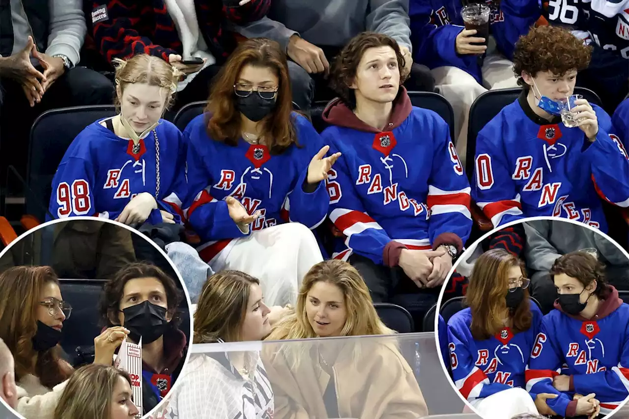 Zendaya, Tom Holland and Hunter Schafer spotted at Rangers game