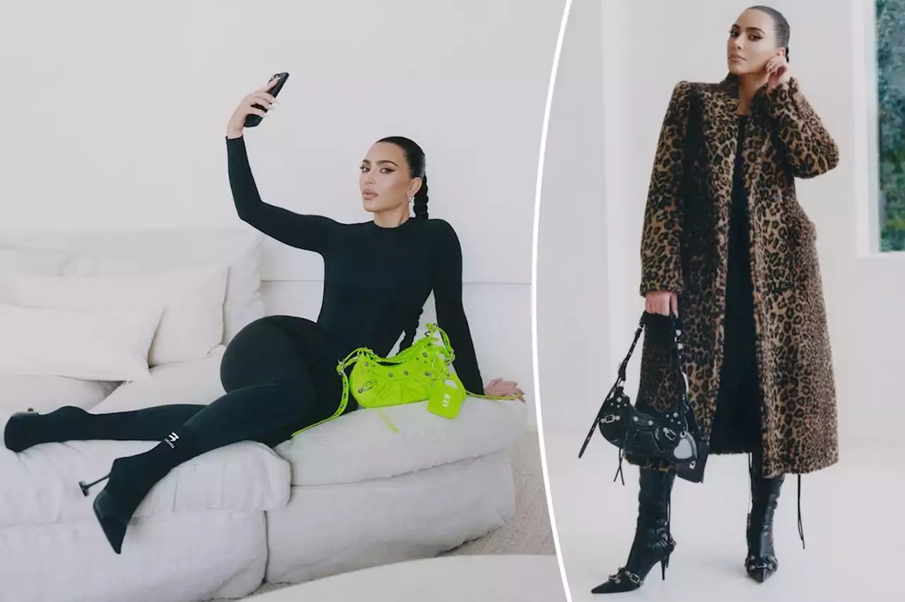 Kim Kardashian models catsuits and leopard print in Balenciaga campaign