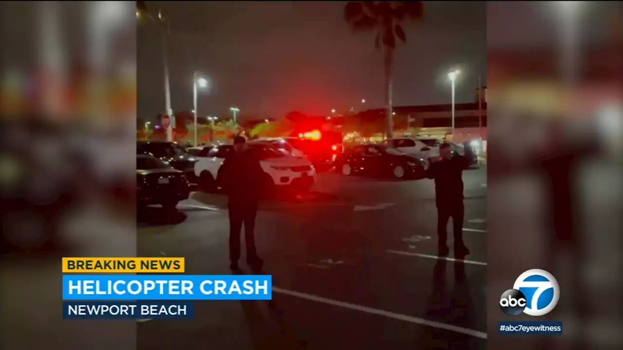 Police helicopter crashes in water off Newport Beach, 2 pilots trapped and rescued, officials say