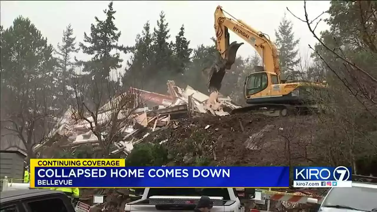 Crews demolish Bellevue home partially destroyed by landslide