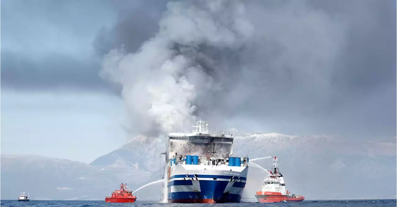 Passenger found alive on Greece-Italy ferry after blaze, 11 still missing