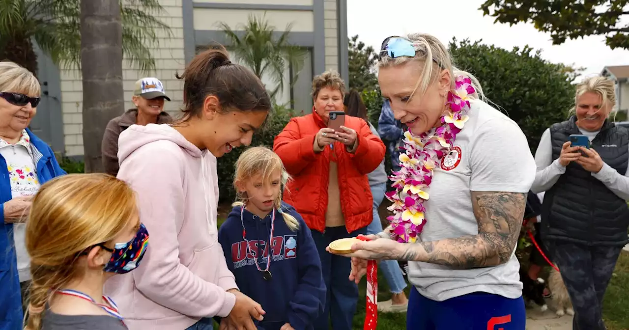 Column: 'Superhero' Kaillie Humphries returns home to Carlsbad with Winter Olympics gold medal