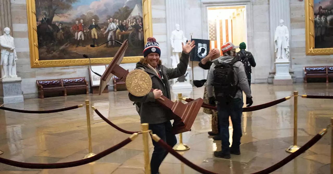 Adam Johnson, Capitol rioter photographed with Pelosi's podium, should get 90 days in prison, prosecutors say