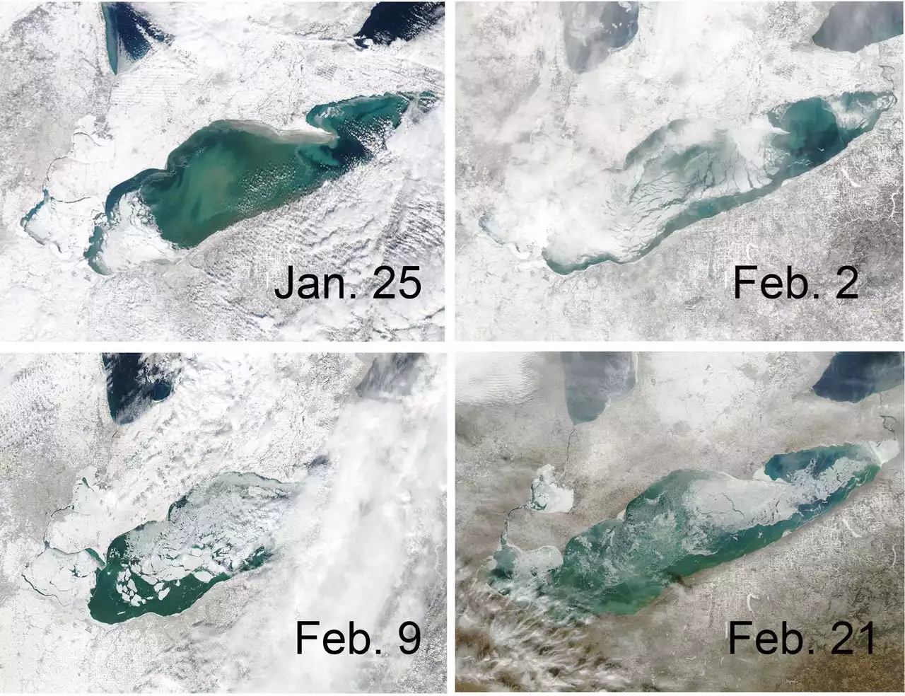 Warm temperatures bring Lake Erie ice coverage down