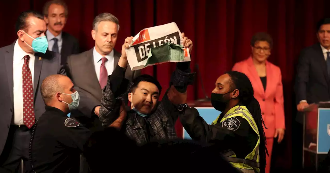 Protesters shout down candidates in raucous L.A. mayor debate