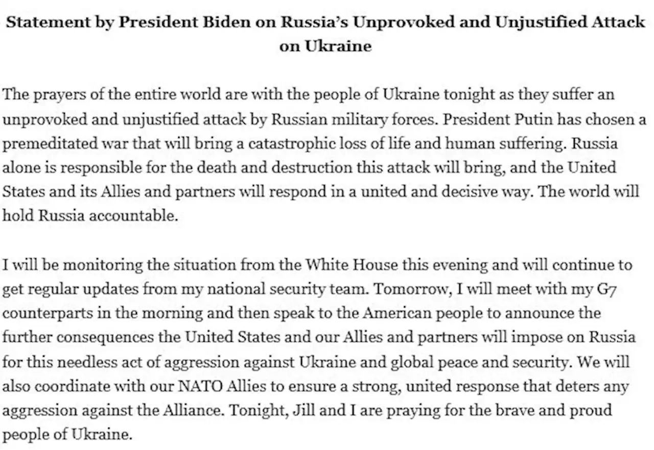 Russia attacks Ukraine: Biden responds to Putin's chilling threat not to 'intervene'