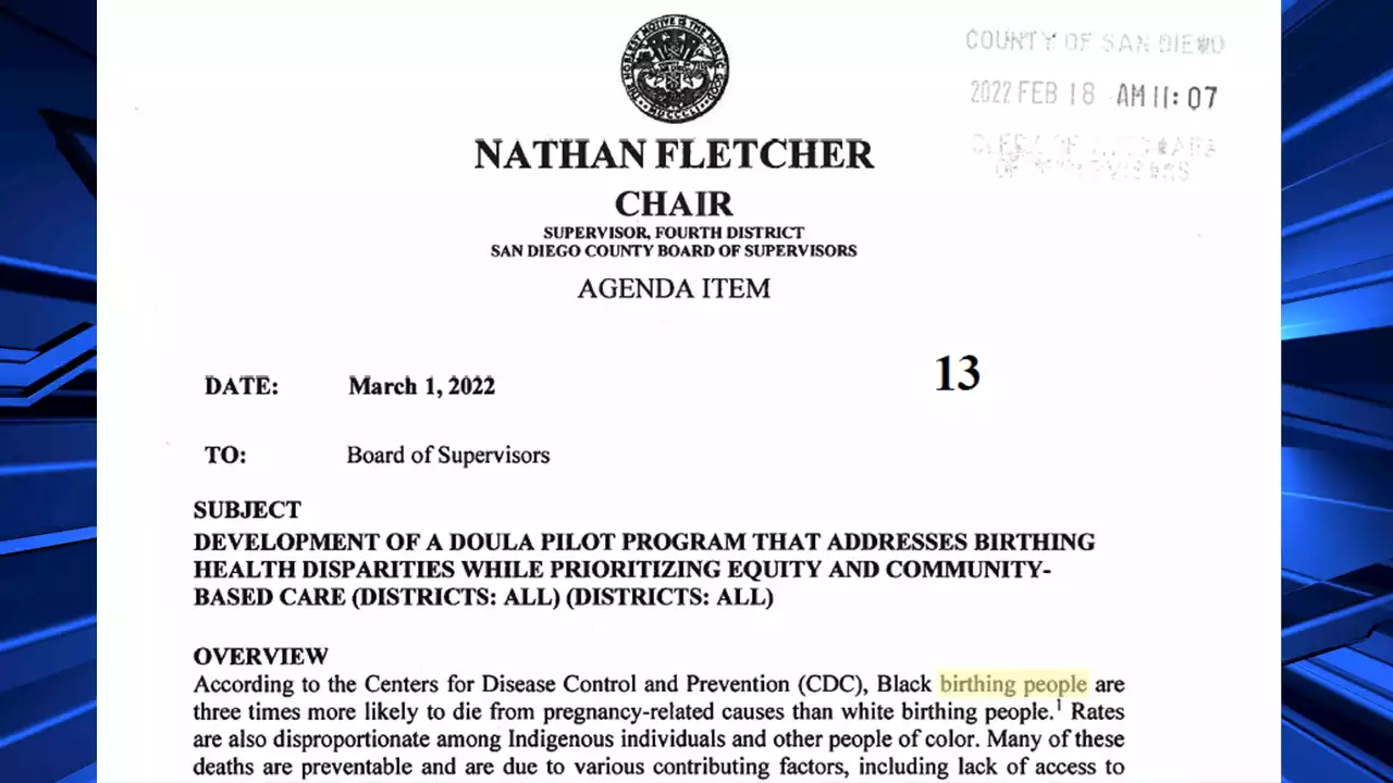 Supervisor Nathan Fletcher begins using 'birthing people' in official documents -