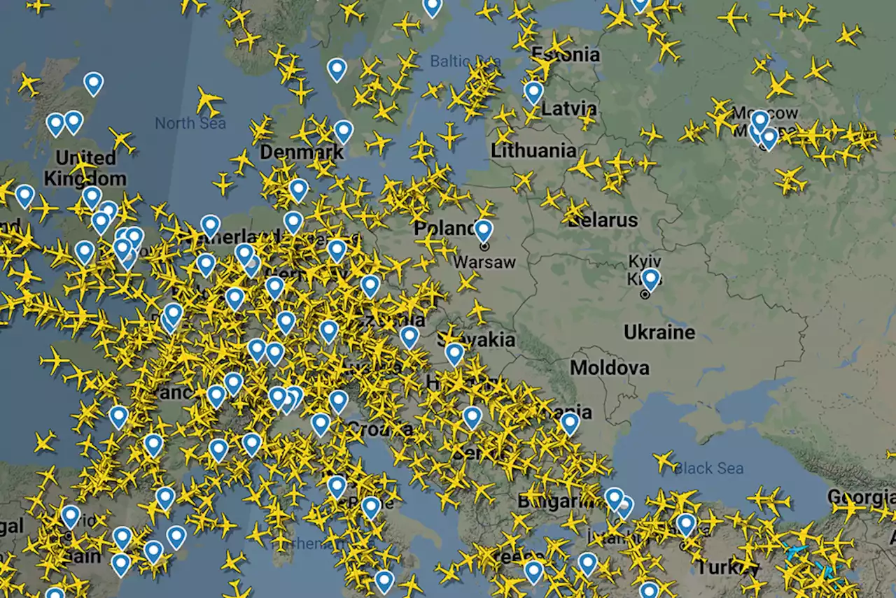 Airspace over Ukraine empty amid Russian invasion