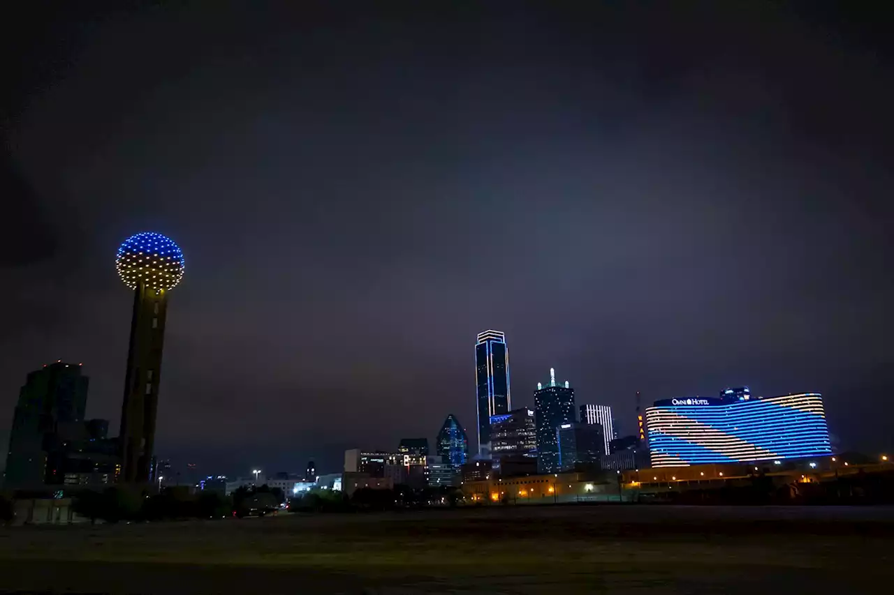 The Dallas Skyline Lights Up to Support Ukraine After Russian Invasion