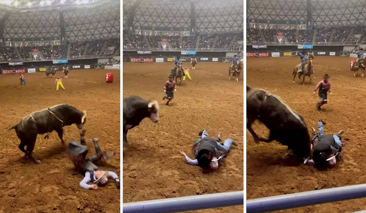 Video: Father jumps into arena to save son from charging bull at Texas rodeo