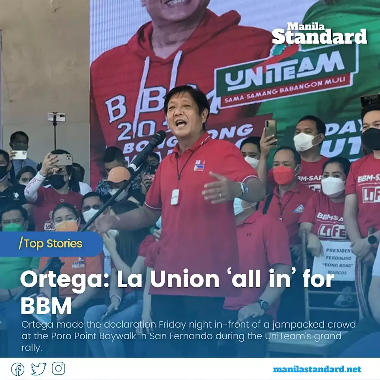 Ortega: La Union ‘all in’ for BBM