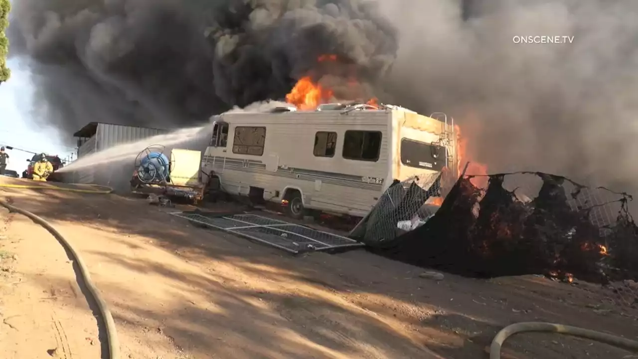 5 RVs, 1 Cement Truck Burned in Multiple-Car Fire at Chula Vista Junkyard