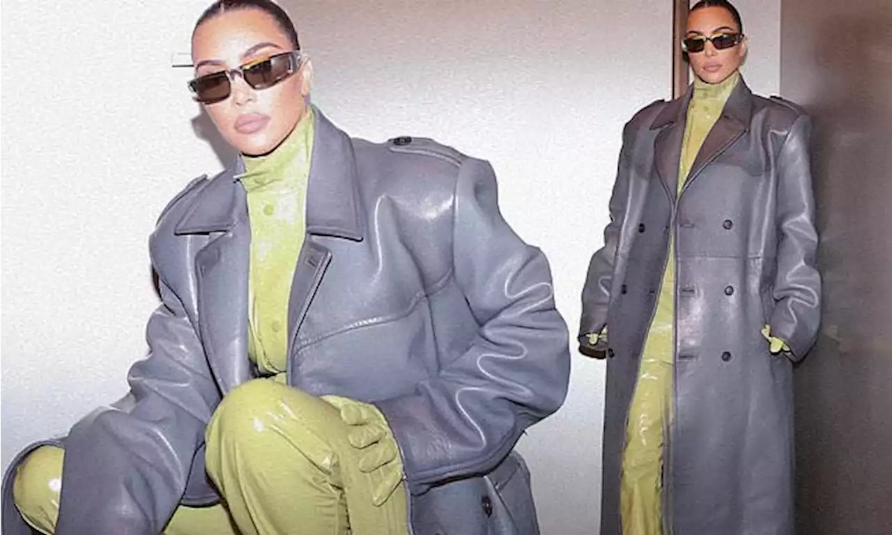 Kim Kardashian rocks green leather Prada from Milan Fashion Week