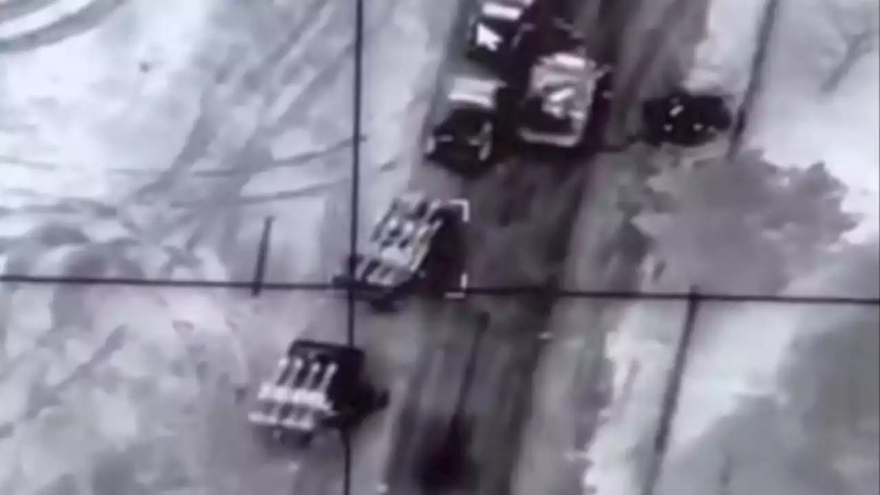 Footage appears to show Ukrainian drone destroying Russian missile system