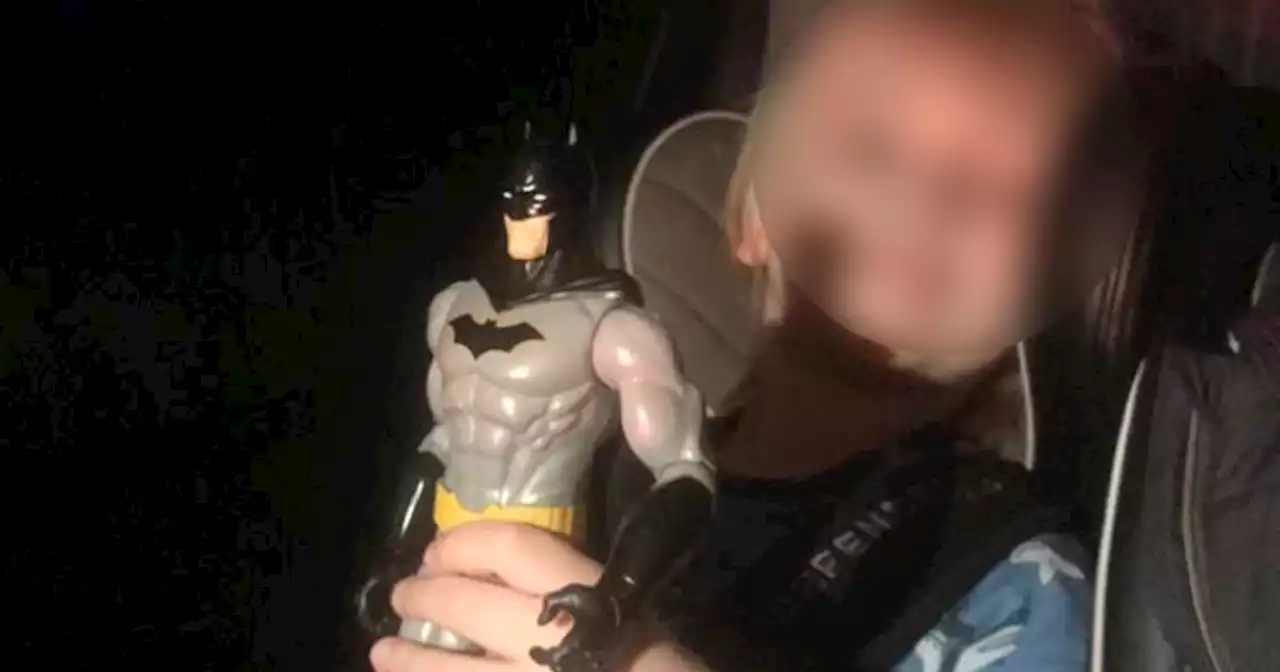 Ukrainian father gives his son Batman toy and a message: 'Be brave'