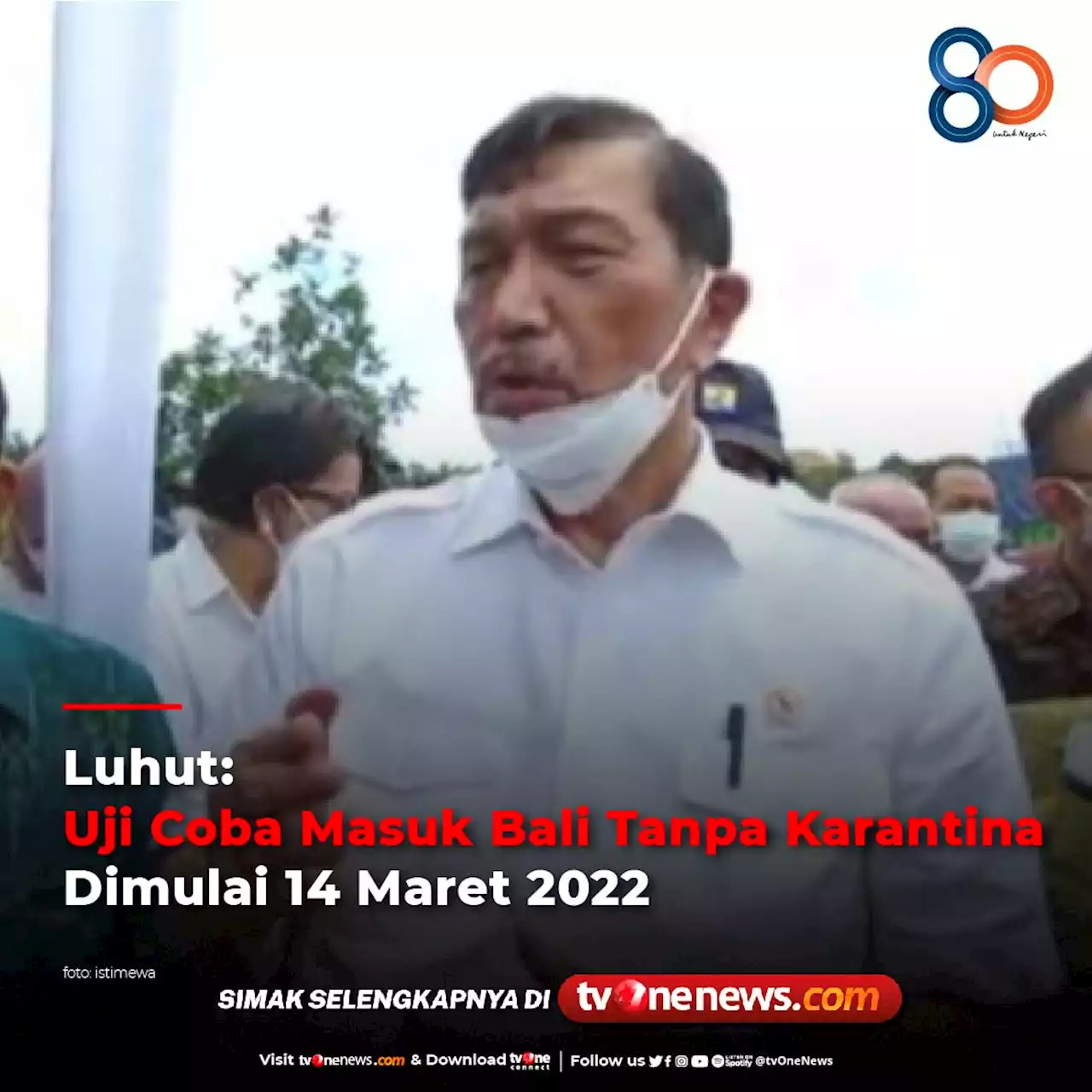 Luhut: Uji Coba Masuk Bali Tanpa Karantina Dimulai 14 Maret 2022