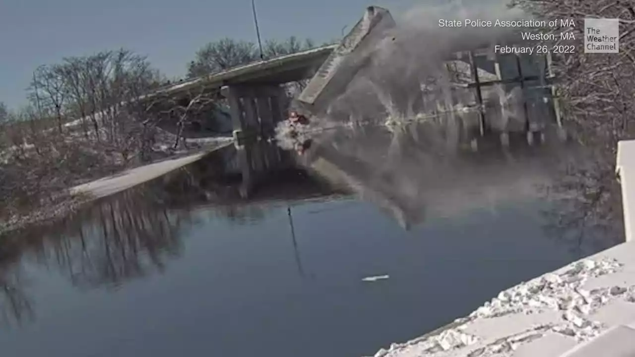 Terrifying Scene as Semi Truck Plunges into Icy Massachusetts River - Videos from The Weather Channel | weather.com