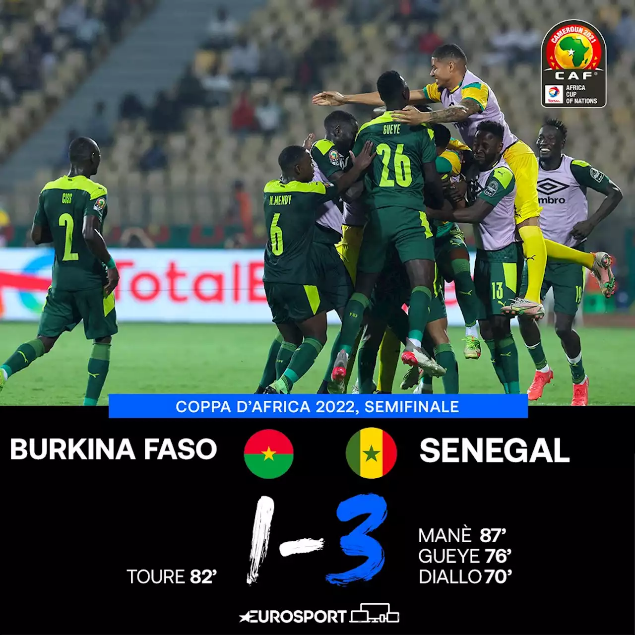 Coppa d'Africa 2021 - Il Senegal di Koulibaly in finale! Burkina Faso battuto 3-1 con Diallo, Dieng e Mané