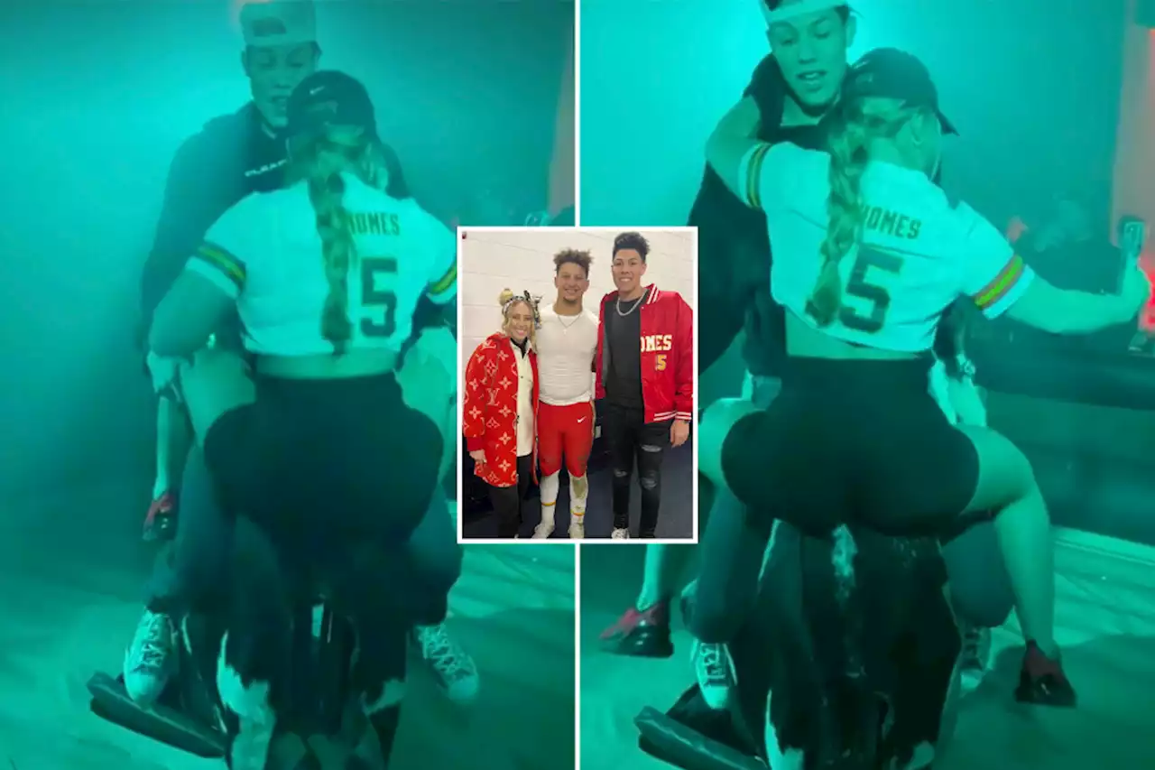 Jackson Mahomes’ mechanical bull ride with Chiefs fan goes viral