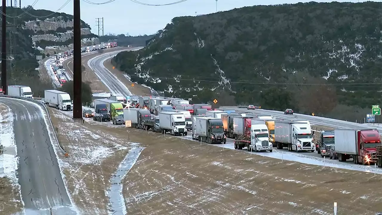 Icy conditions strand hundreds of vehicles on I-10 in Texas for hours