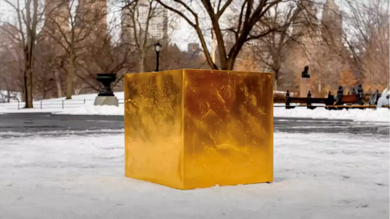 Artist Plunks Down 410-Pound Gold Cube in Central Park