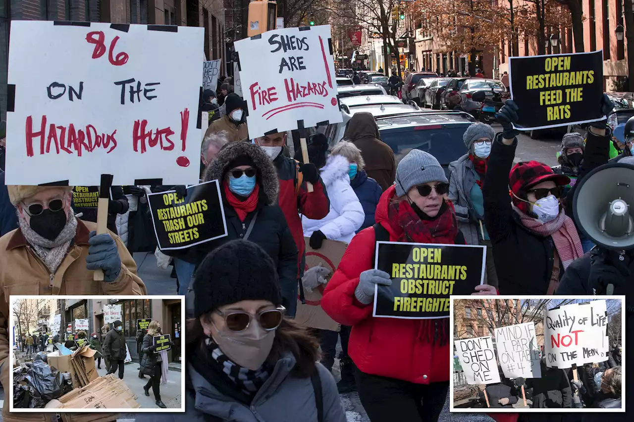 NYC protesters rally in Greenwich Village against outdoor dining sheds