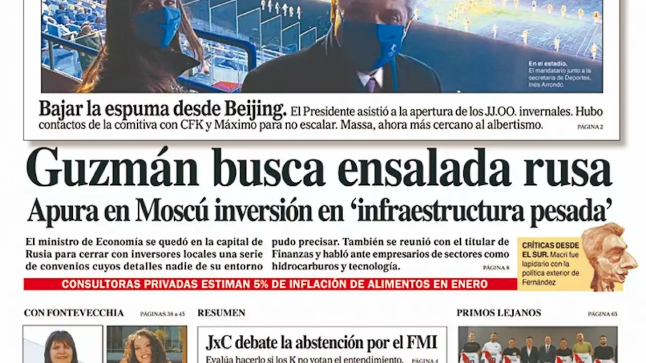 La tapa del Diario PERFIL de este sábado 5 de febrero de 2022