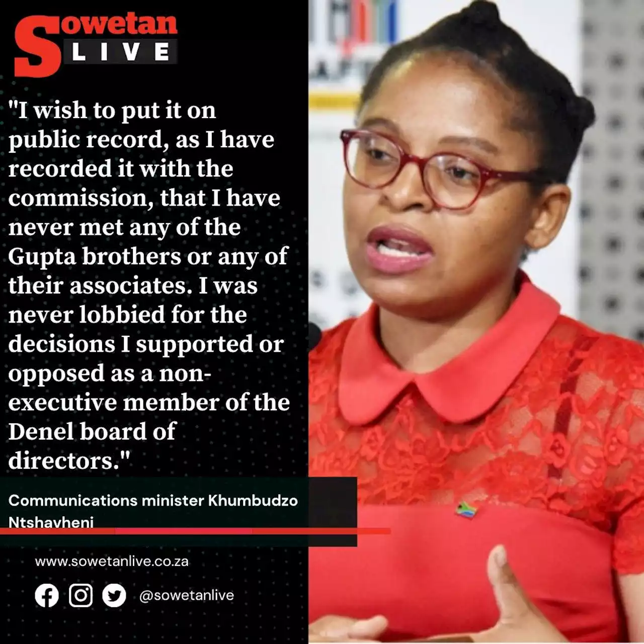 Ntshavheni responds to Zondo report: 'I was never lobbied for decisions I supported or opposed'