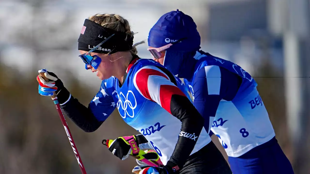 In 8-degree temps, Jessie Diggins fights through tough conditions in Olympic skiathlon