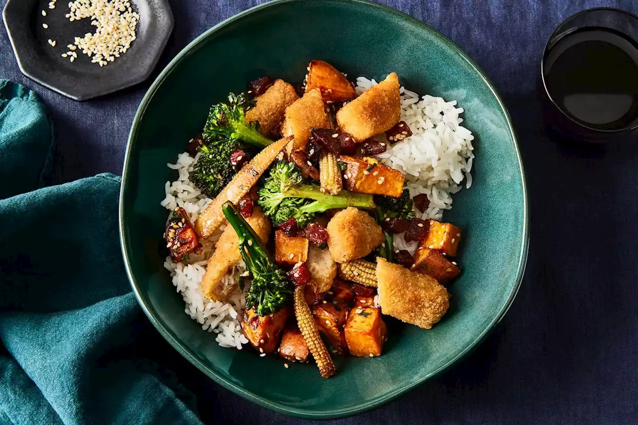 Fish Stick Stir-Fry With Lap Cheong, Sweet Potato & Broccolini Recipe on Food52