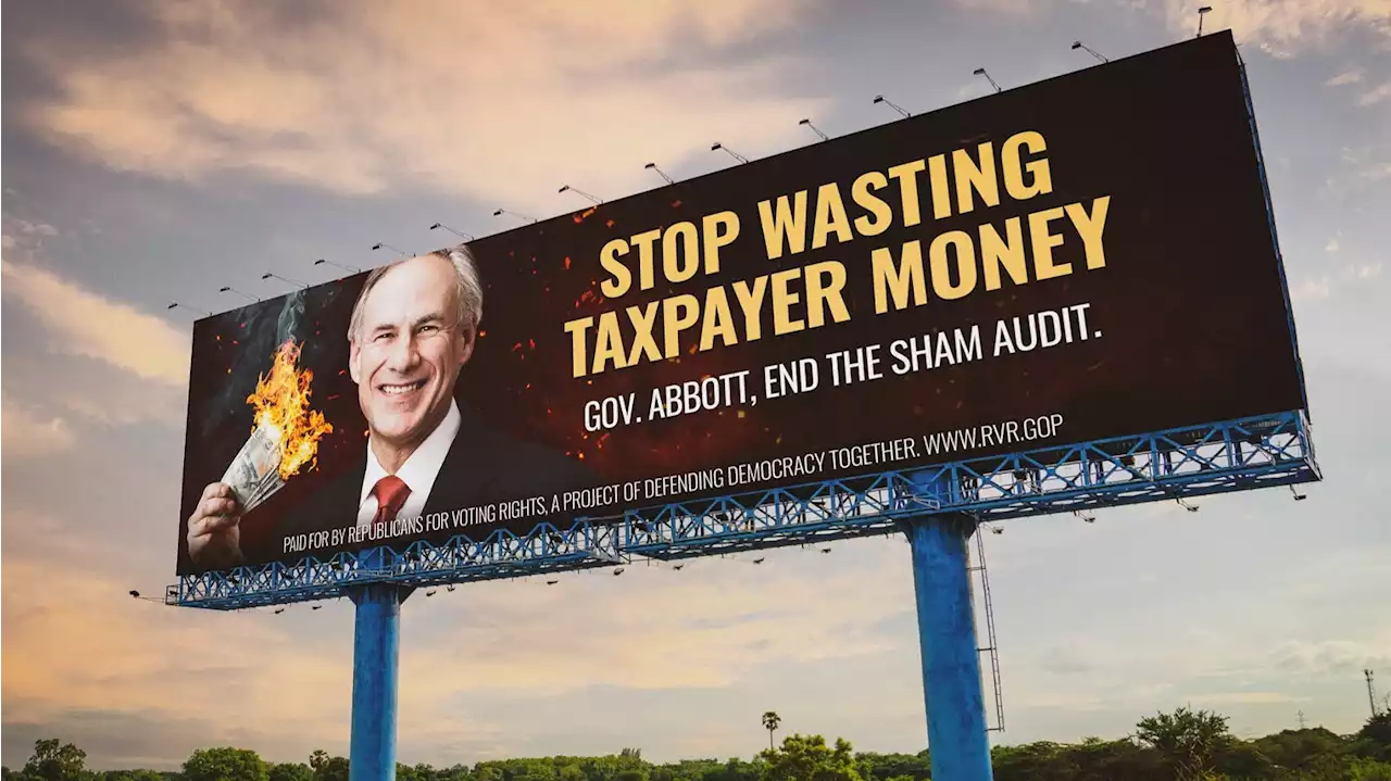 Gov. Abbott Holds Burning Cash in Billboard Campaign Calling to End 'Sham' Audit