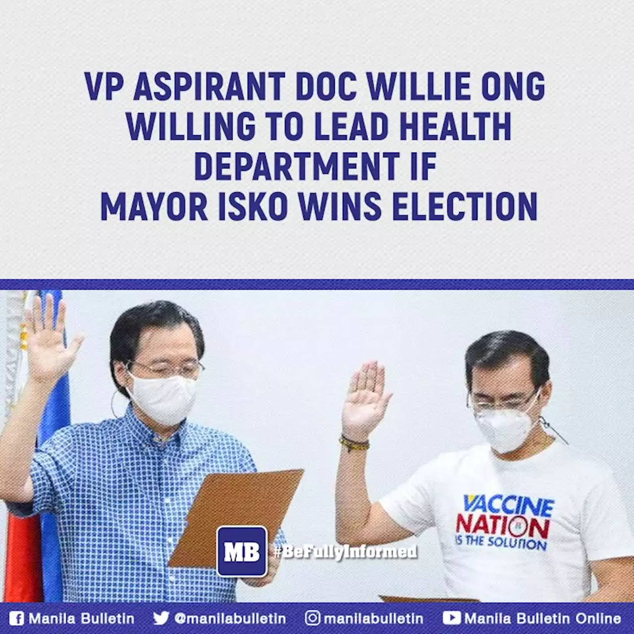 VP aspirant Doc Willie Ong willing to lead health department if Mayor Isko wins election