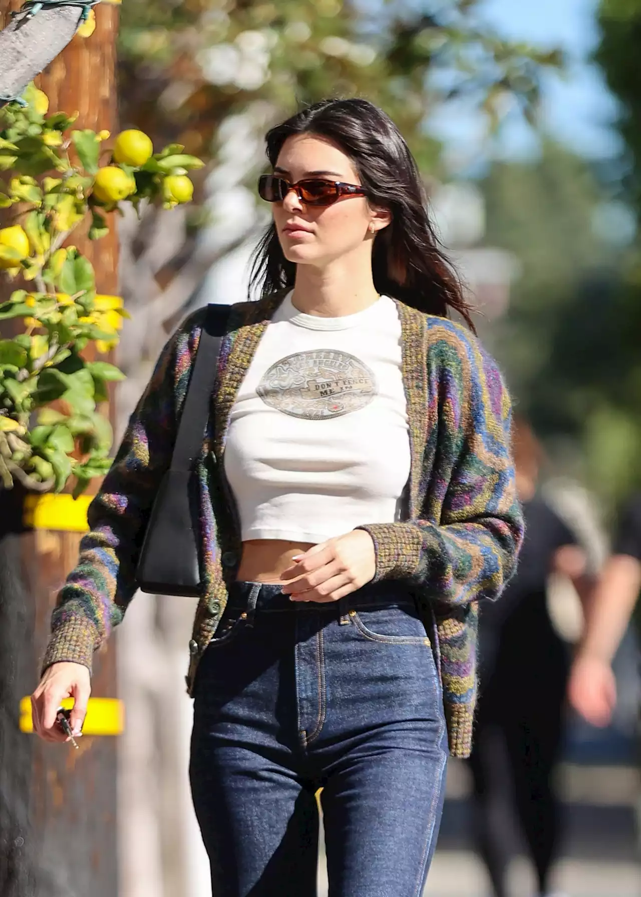 Kendall Jenner Goes Casual in a Funky Sweater and Birkenstocks