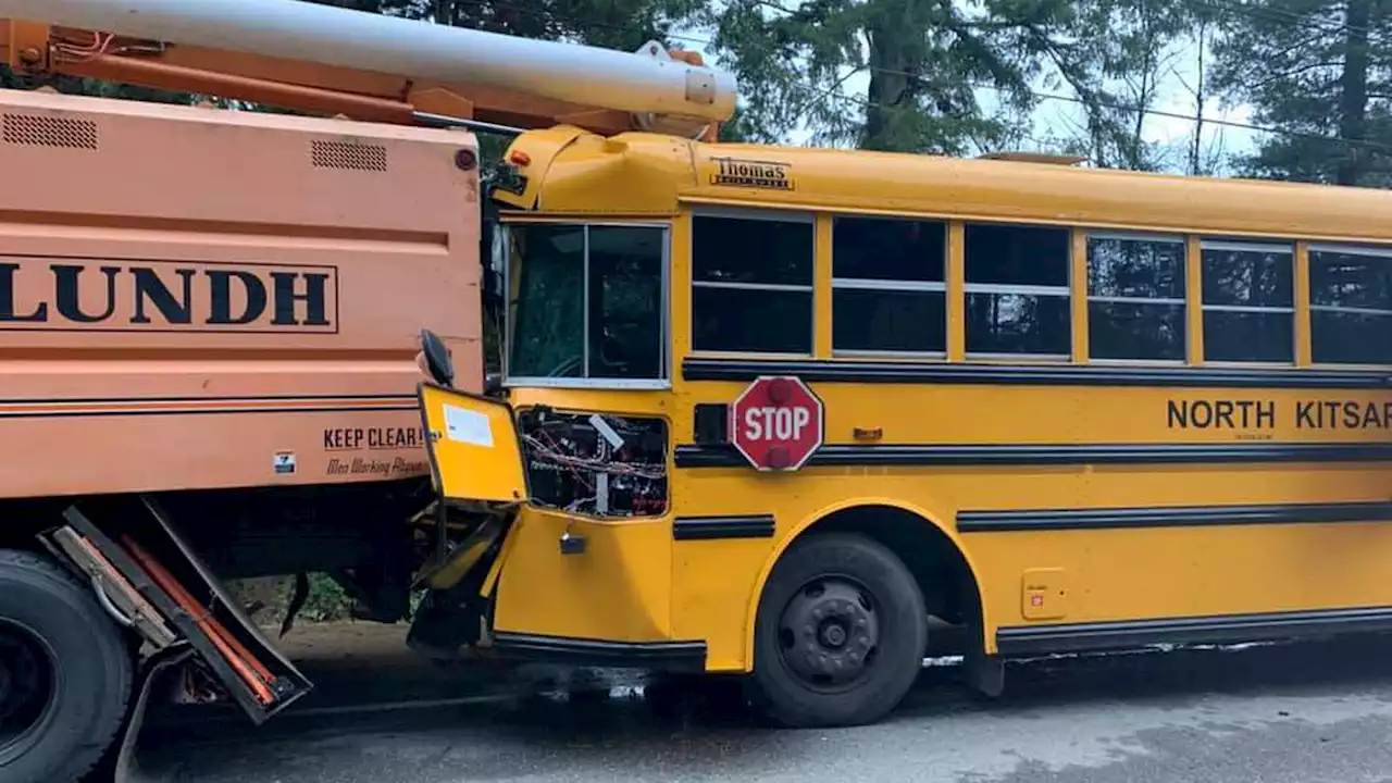 School bus crashes into industrial truck near Poulsbo