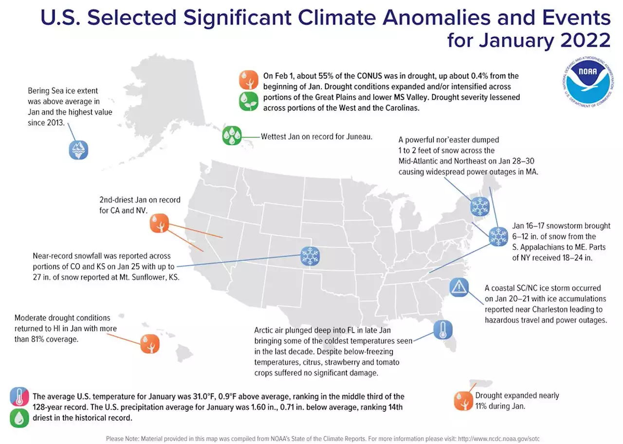 U.S. saw its coolest, driest January in 8 years | National Oceanic and Atmospheric Administration