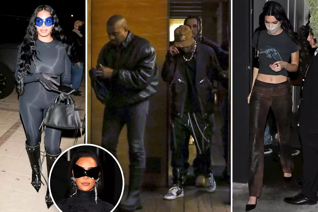 Kanye West parties with Kim Kardashian look-alike, Travis Scott, Kendall Jenner