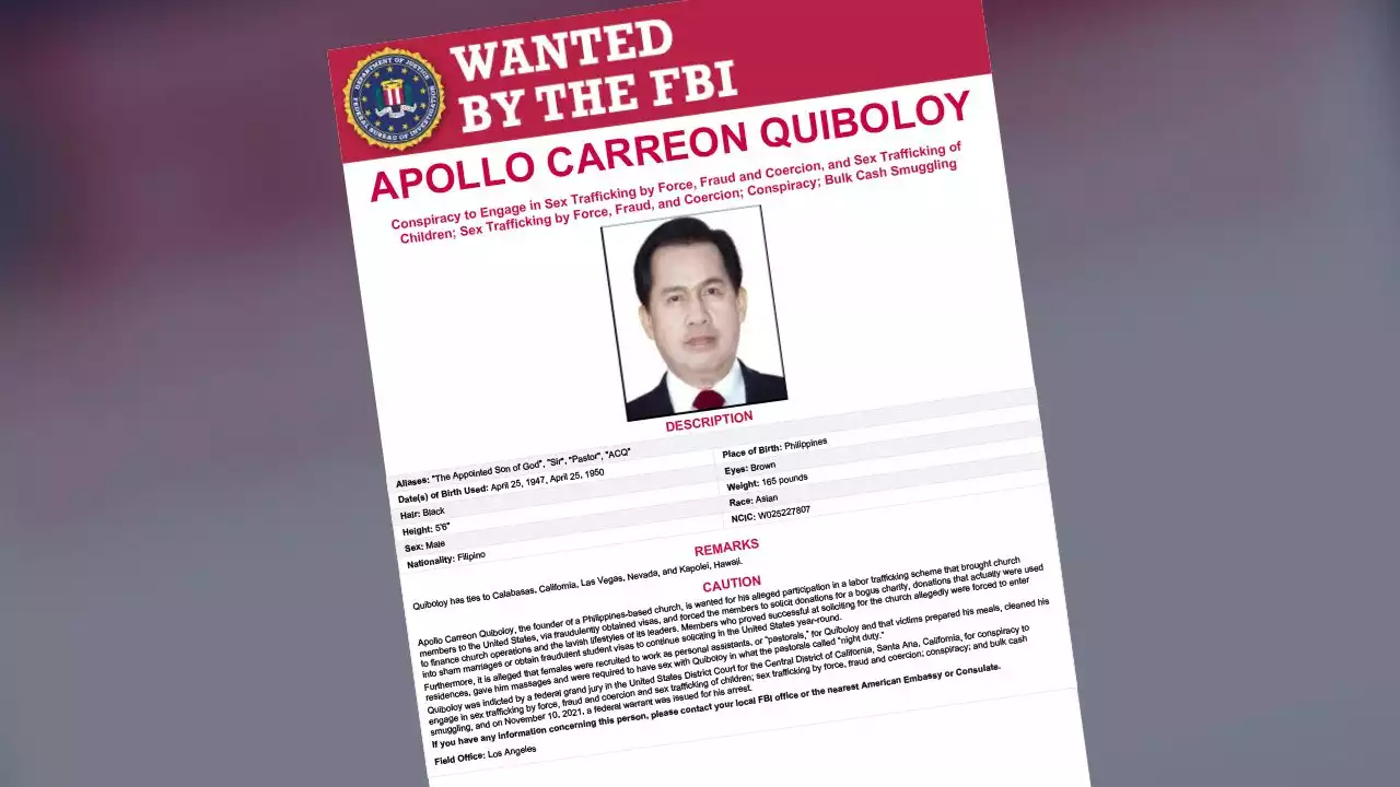 US denies Quiboloy wanted poster released in time for Philippine polls