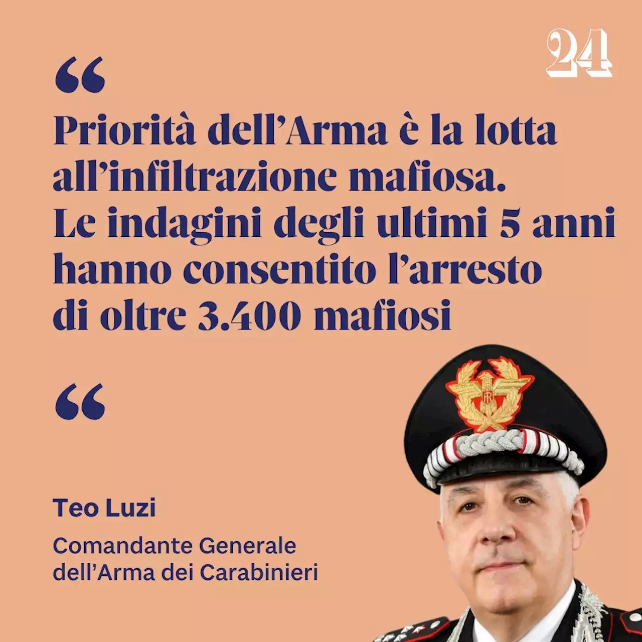 Pnrr, Luzi: «Priorità dell’Arma la lotta all’infiltrazione mafiosa»