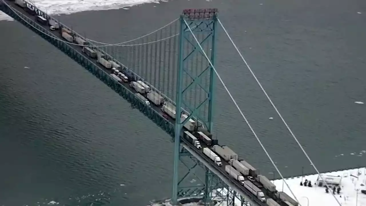 Ambassador Bridge protest: Traffic moving again at US, Canada border after blocked by truck convoy