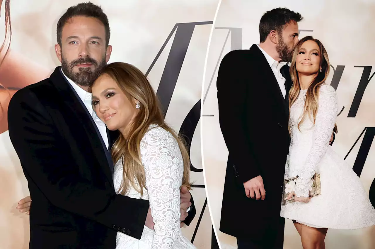 Jennifer Lopez wears wedding dress to ‘Marry Me’ premiere with Ben Affleck