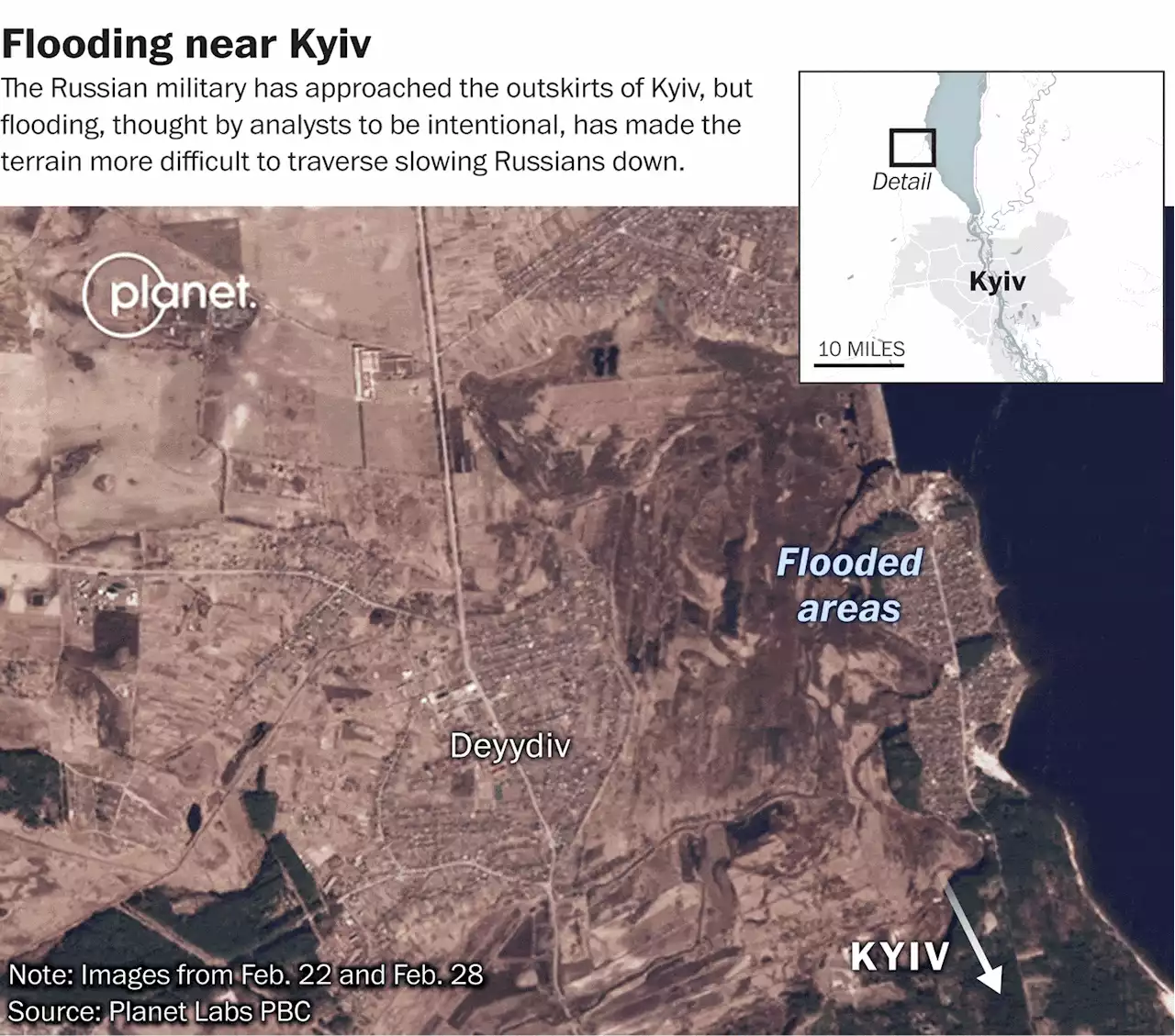 Satellite images show flooding north of Kyiv in possible sign of ‘hydraulic warfare’